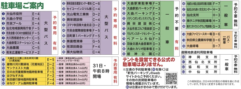 大曲花火大会穴場と駐車場