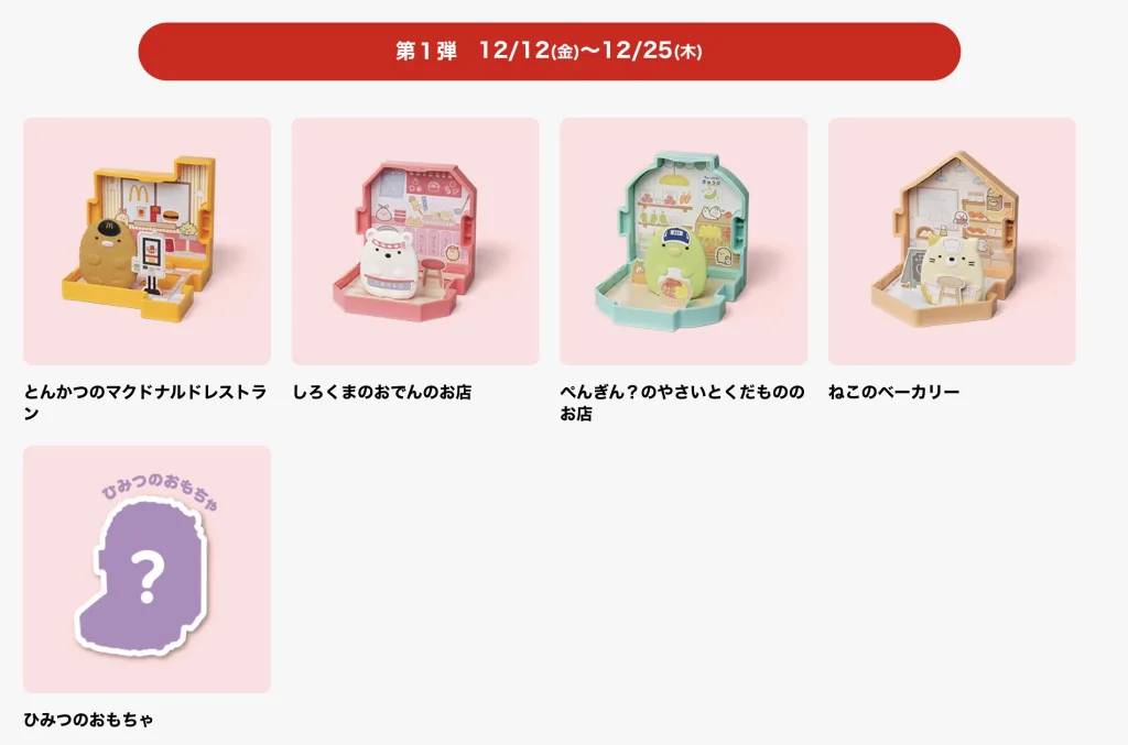 ハッピーセットおもちゃすみっこぐらし